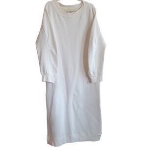 Free People Beach White Sweater Dress L Long Sleeve Pockets Relaxed Side Slit